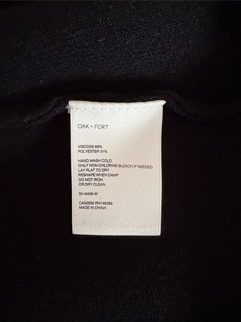 OAK + FORT Black A-Line Mini Skirt with White Trim - Picture 5 of 5